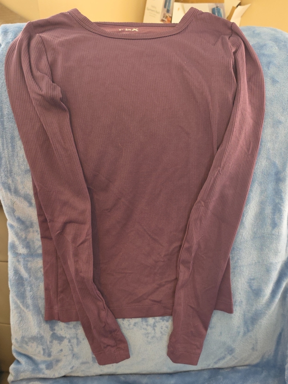 Women's Ribbed Long Sleeve Tee - Plum